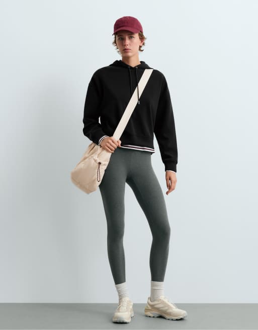 OYSHO Boxy sweatshirt with brushed modal in black, 2 of 6