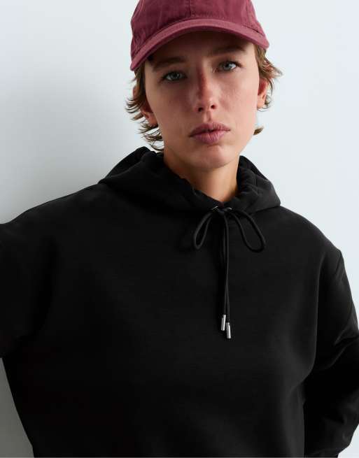 OYSHO Boxy sweatshirt with brushed modal in black, 3 of 6