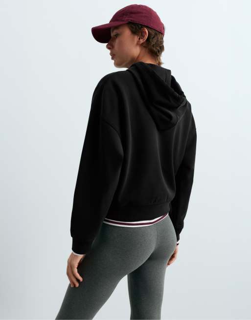 OYSHO Boxy sweatshirt with brushed modal in black, 4 of 6