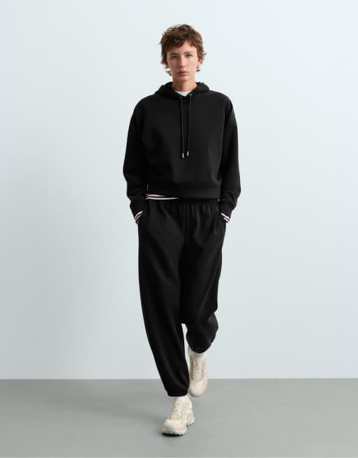 OYSHO Boxy sweatshirt with brushed modal in black, 5 of 6