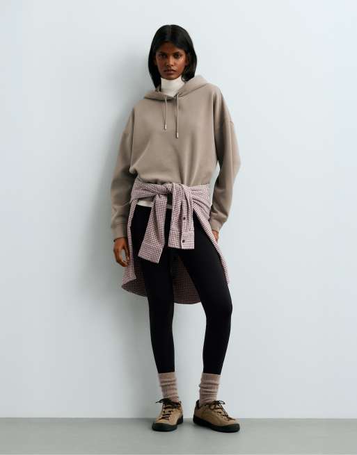 OYSHO Boxy sweatshirt with brushed modal in light brown, 2 of 7