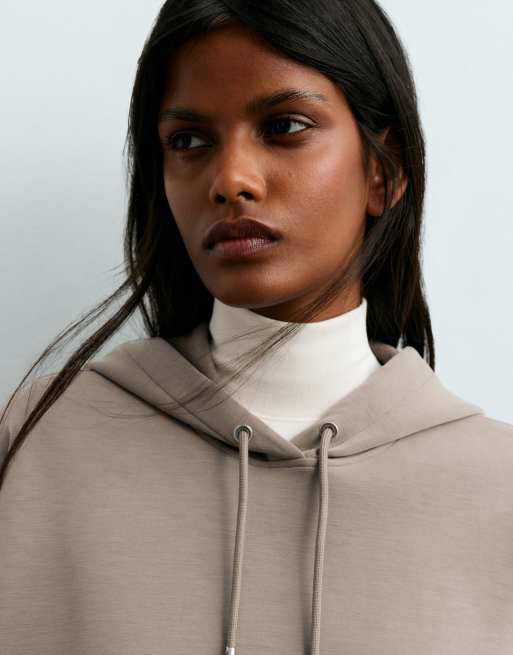 OYSHO Boxy sweatshirt with brushed modal in light brown, 3 of 7