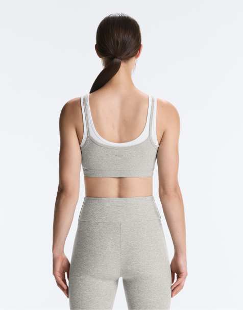 OYSHO brassière de sport à maintien moyen avec superposition côtelée gris chiné - view 1