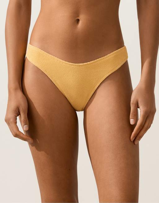 OYSHO – Neckholder-Bikini in Gelb mit Knitterstruktur, 2 von 5