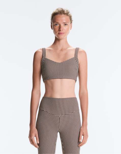 OYSHO - Brun sports-BH med medium støtte og gingham-tern - view 1