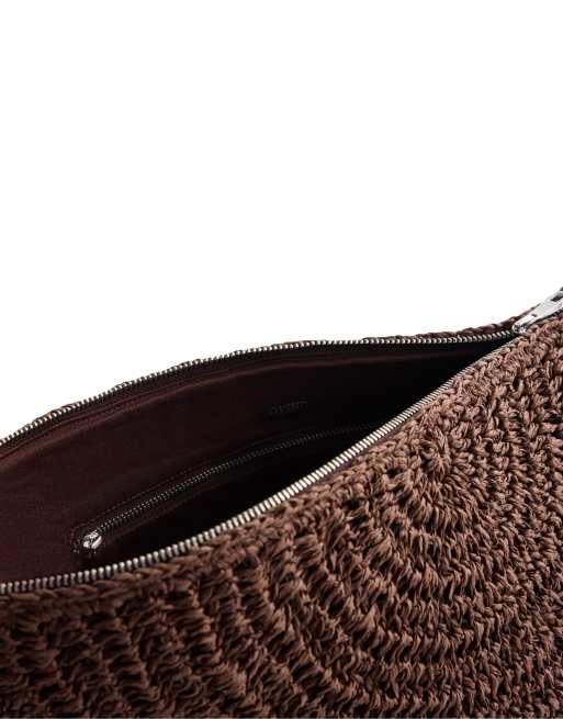OYSHO - Brun taske med raffia-effekt, 3 af 4