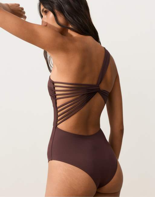 OYSHO - Brun trikini med asymmetriske stropper, 2 af 4