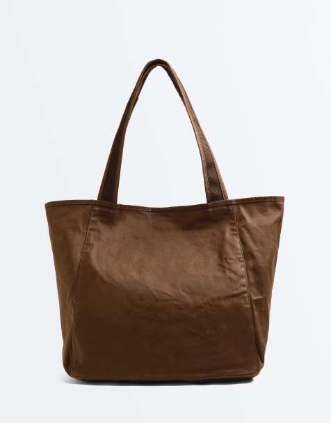 OYSHO - Brun voksbehandlet shoppertaske - view 1