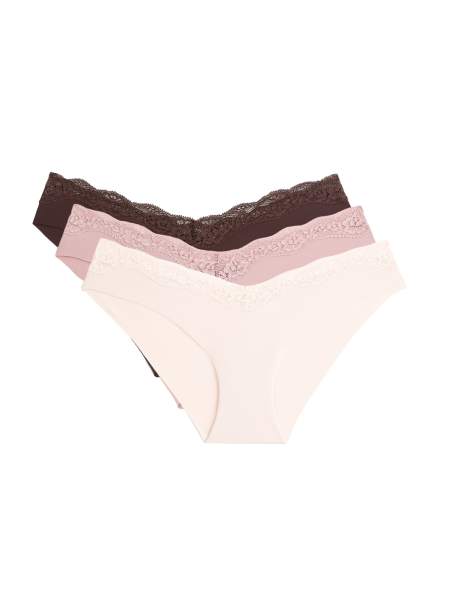 OYSHO – Bruna, klassiska trosor i laserskuren spets och polyamidmix, 3-pack - view 1