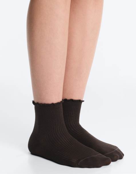 OYSHO – Bruna, kvartslånga strumpor i bomullsmix med rullfåll, 3-pack - view 1