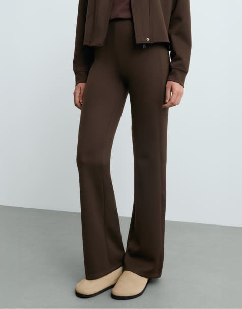 OYSHO – Bruna, utsvängda byxor med neoprene-effekt - view 1
