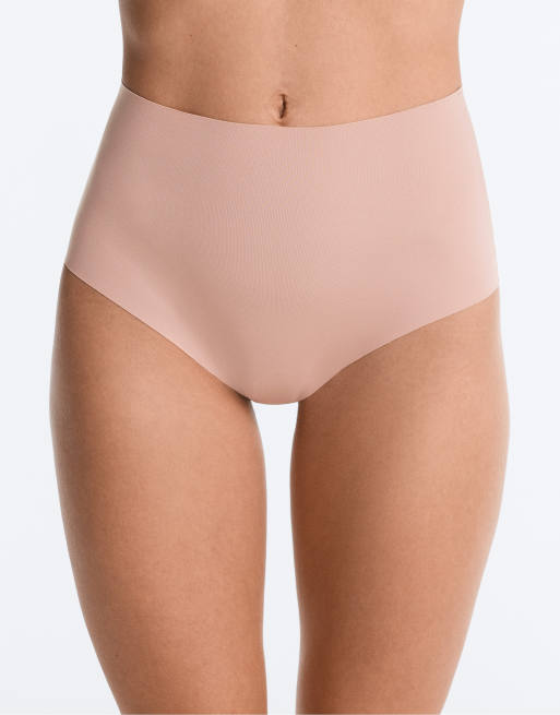 OYSHO - Brune højtaljede usynlige trusser i polyamidblanding med medium støtte, 2 af 4