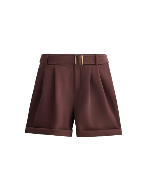 OYSHO - Brune shorts med bælte i bomuldspiqué, 7 af 7