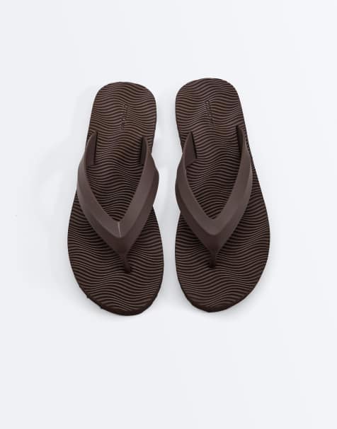 OYSHO - Brune teksturerede strandsandaler med flatform-sål - view 1