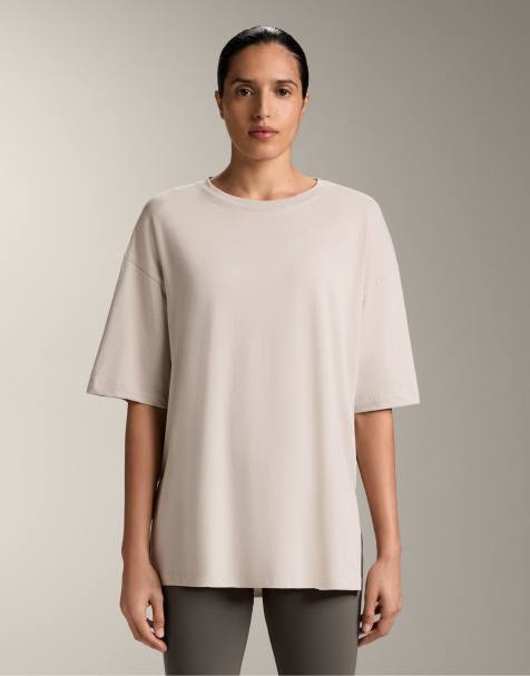 Oysho – Brungrå t-shirt i bomullsmix med korta ärmar - view 1