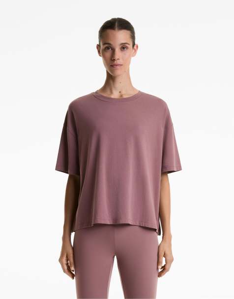 OYSHO – Brunrosa t-shirt med boxig passform och korta ärmar i bomullsmix - view 1
