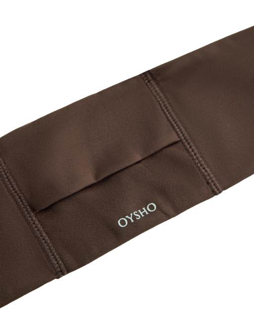 OYSHO – Brunt, justerbart, sportigt hårband med reflexer, 7 cm brett, 3 av 4