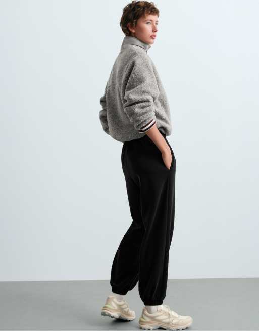 OYSHO Brushed modal joggers in black, 4 of 5
