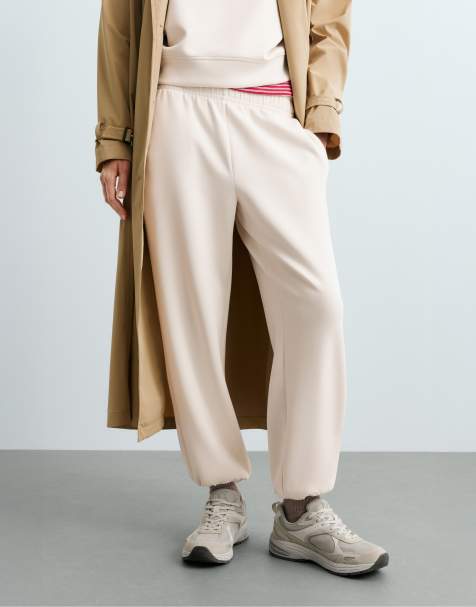 OYSHO Brushed modal joggers in pale ecru - view 1