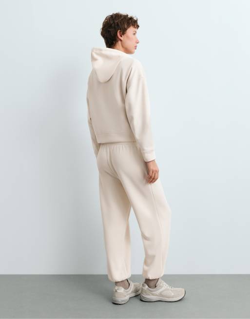 OYSHO Brushed modal joggers in pale ecru, 3 of 4
