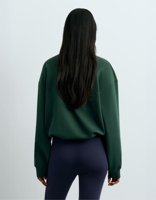OYSHO Brushed piqué cotton collar jacket in bottle, 4 of 6