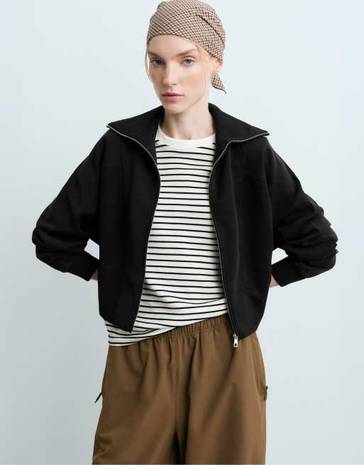 OYSHO Brushed rib jacket with modal in black, 2 of 4