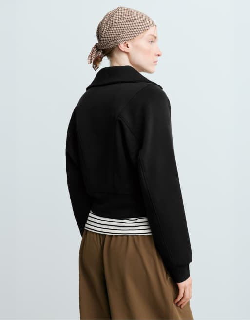 OYSHO Brushed rib jacket with modal in black, 4 of 4