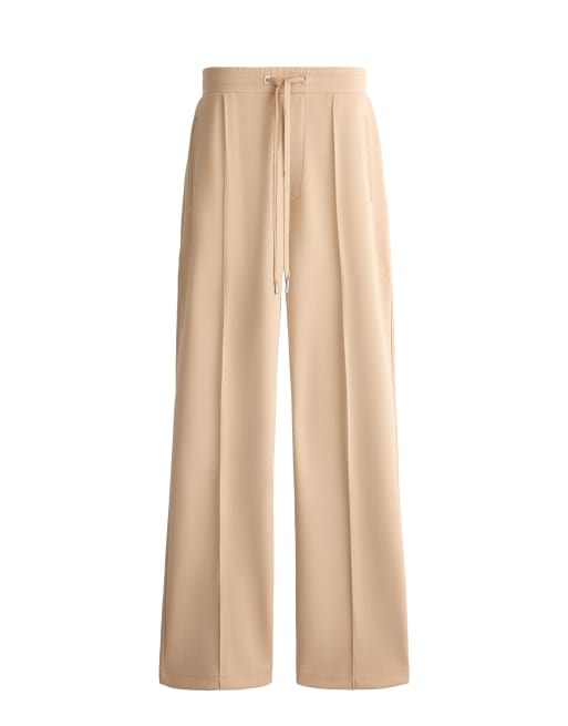 OYSHO bukser i bomuldspiqué med lige ben i beige, 5 af 7