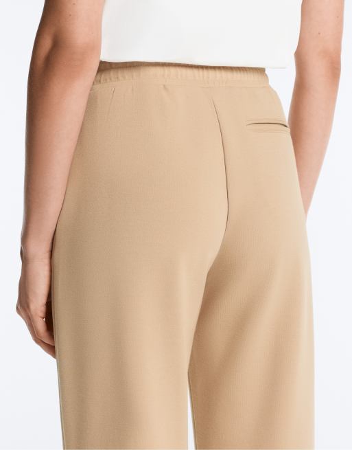 OYSHO bukser i bomuldspiqué med lige ben i beige, 7 af 7