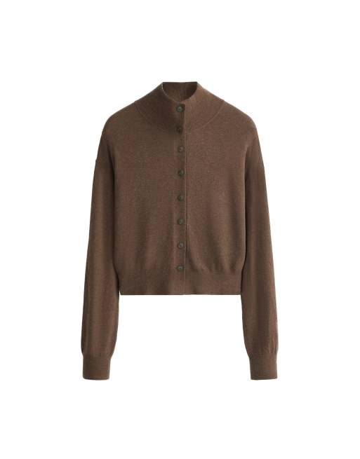 OYSHO Buttoned knit jacket in brown, 5 of 5