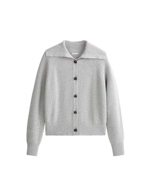 OYSHO Buttoned knit jacket in pale grey, 5 of 5