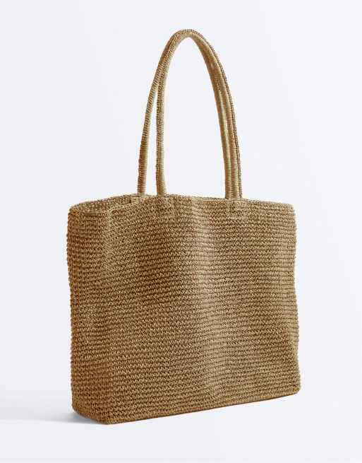 Oysho - Cabas en papier à motif tressé - Naturel, 2 de 6