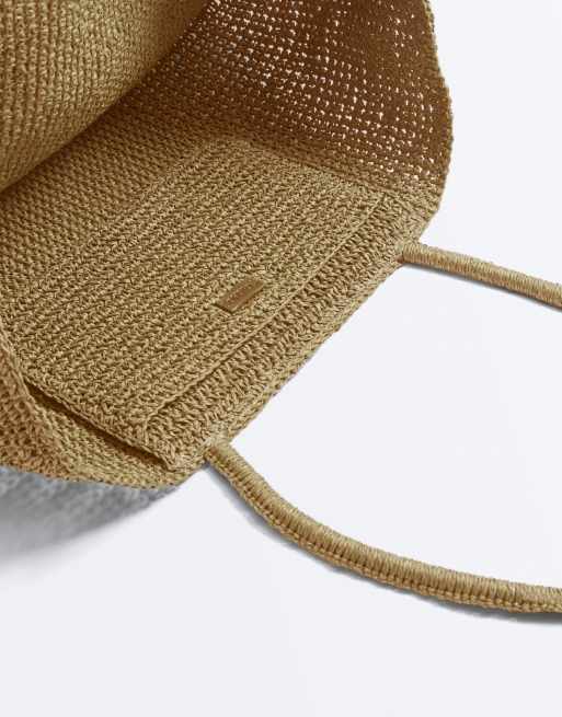 Oysho - Cabas en papier à motif tressé - Naturel, 6 de 6