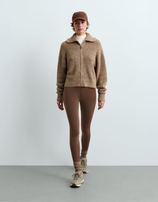 OYSHO Cable-knit jacket in caramel, 2 of 5