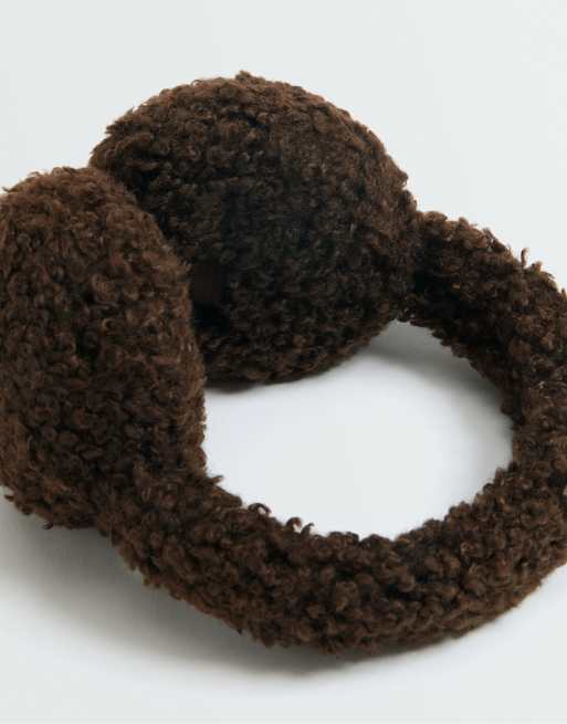 OYSHO cache-oreilles en fausse peau de mouton marron, 4 de 4