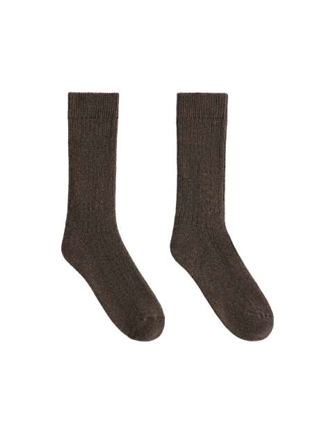 OYSHO calze classiche 18% cashmere e 8% lana marrone scuro - view 1