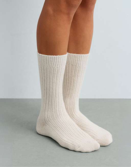 OYSHO calze classiche in cashmere 18% e lana 8% écru, 4 di 4
