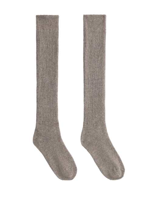 OYSHO calze lunghe in cashmere 22% e lana 10% marroni, 2 di 4