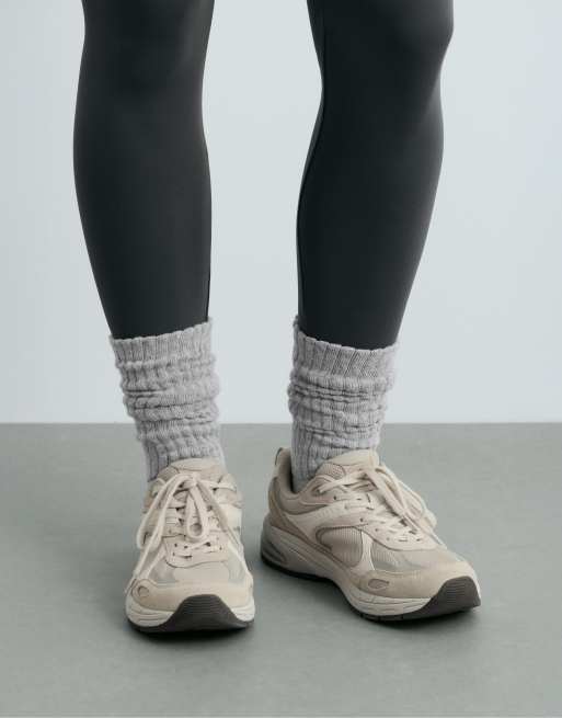 OYSHO calzini classici in misto cotone a coste grigio medio mélange, 3 di 4