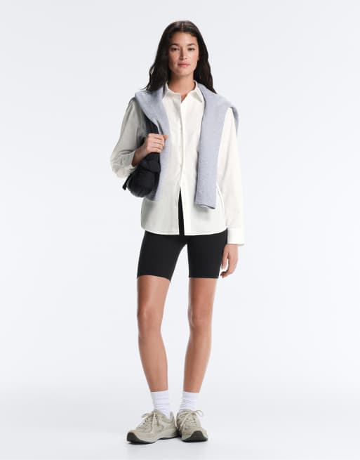 OYSHO - Camicia a maniche lunghe in  100% cotone bianco sporco, 2 di 7