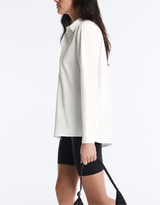 OYSHO - Camicia a maniche lunghe in  100% cotone bianco sporco, 6 di 7
