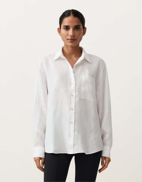 OYSHO - Camicia comoda bianco sporco in 100% lino - view 1