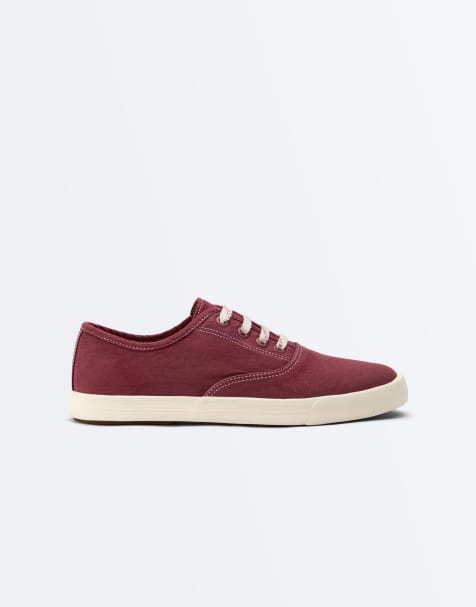 OYSHO Canvas trainers in burgundy - view 1