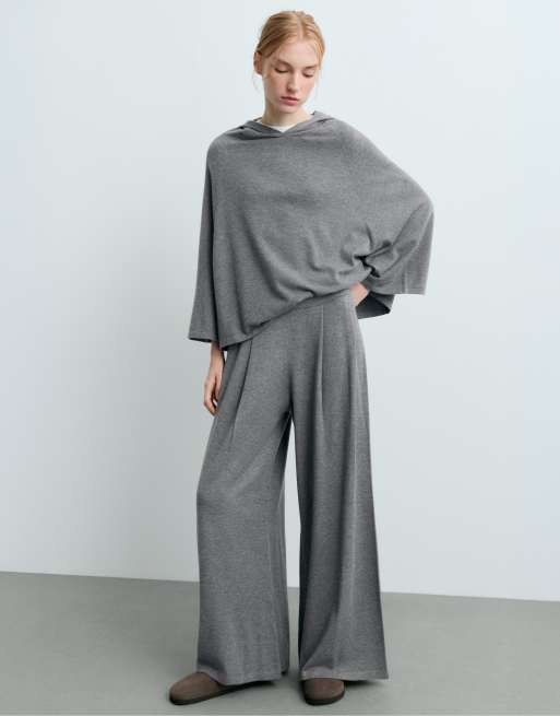 OYSHO Cape-style hooded jumper in grey melange, 5 of 6