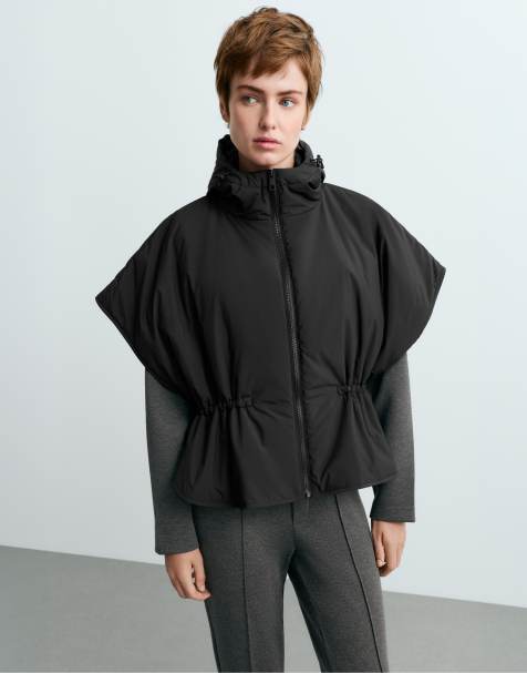 OYSHO Cape-style padded gilet in black - view 1