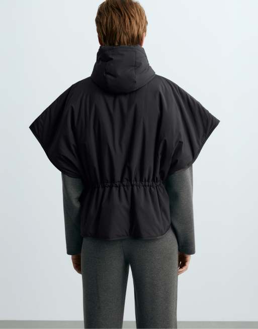 OYSHO Cape-style padded gilet in black, 4 of 6