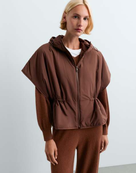 OYSHO Cape-style padded gilet in brown