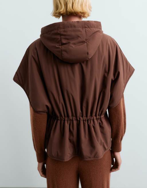 OYSHO Cape-style padded gilet in brown, 4 of 6