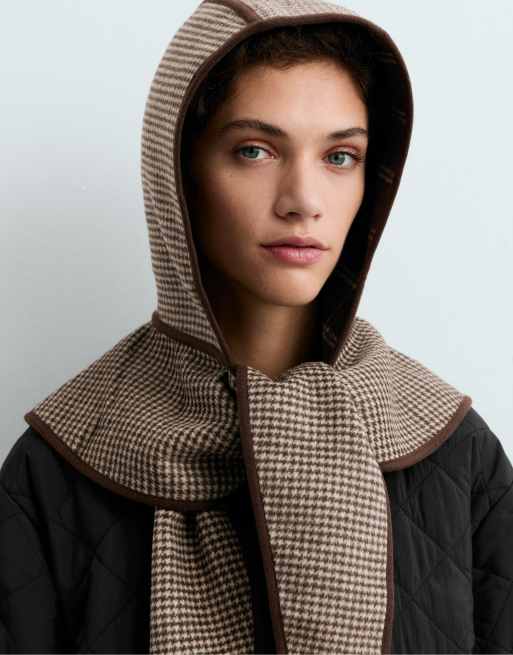 OYSHO capuche réversible à carreaux marron, 2 de 4