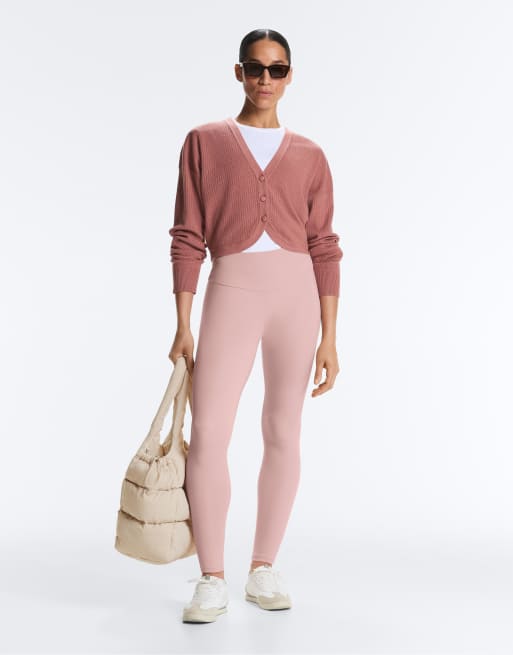 OYSHO - Cardigan in maglia a coste rosa pallido, 2 di 4